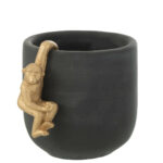 Czarna osłonka (doniczka) z małpką