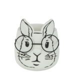 Doniczka osłonka biała królik z okularami