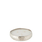 Srebrna świeca zapachowa M-Chic Metal Silver o zapachu Sugar Citrus – elegancki wosk w okrągłym metalowym pojemniku, czas palenia 18h