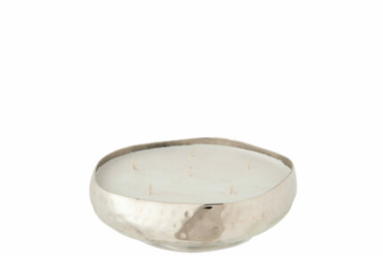 Duża świeca zapachowa M-Chic Metal Silver Medium w srebrnym pojemniku, zapach Sugar Citrus, czas palenia 21 godzin