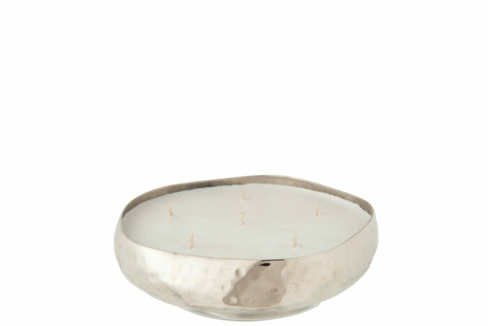Duża świeca zapachowa M-Chic Metal Silver Medium w srebrnym pojemniku, zapach Sugar Citrus, czas palenia 21 godzin