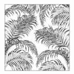 Zestaw 20 czarnych serwetek papierowych z dekoracyjnym nadrukiem liści palmowych – mały format 12,5 cm.