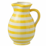 Ceramiczny dzbanek w biało-żółte paski o pojemności 1600 ml, z uchwytem, przystosowany do zmywarki, piekarnika i mikrofalówki.